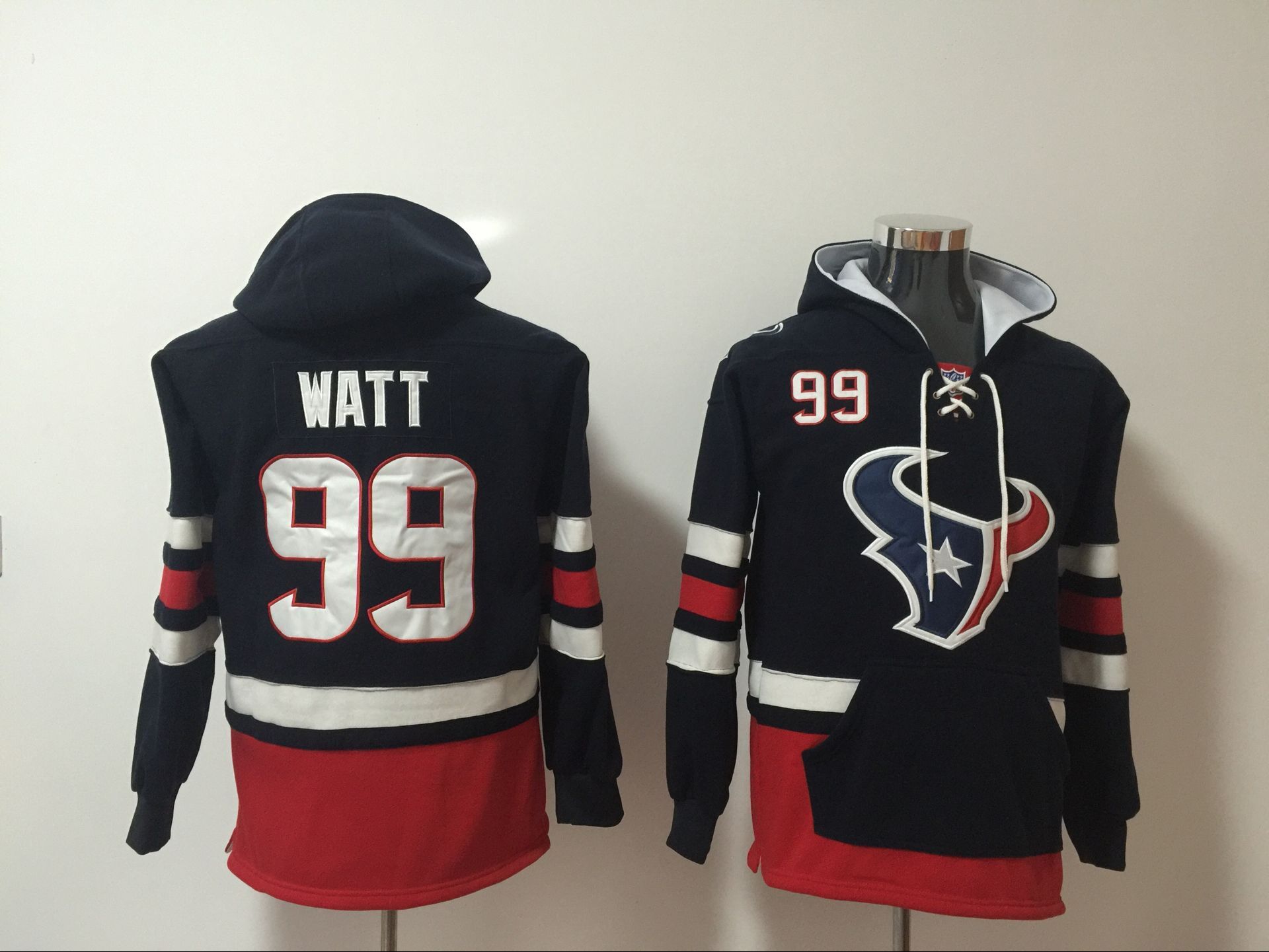 Men NFL Nike Houston Texans #99 Watt blue Sweatshirts->nfl sweatshirts->Sports Accessory